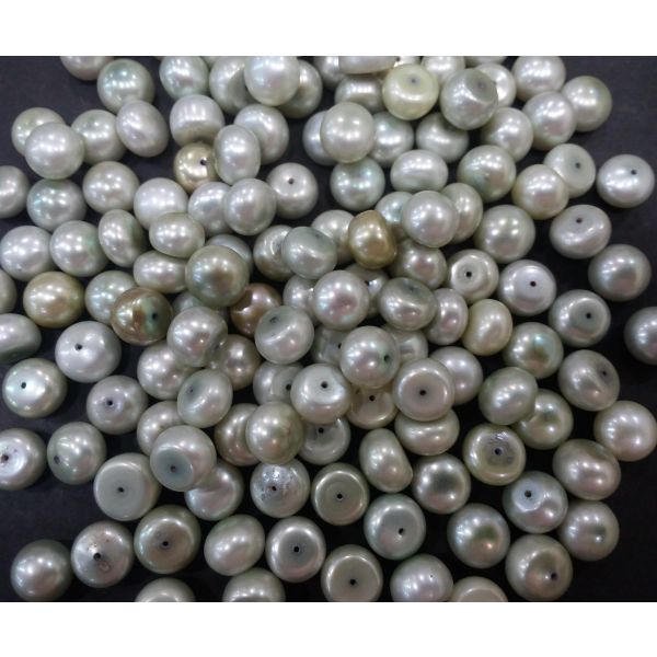 Button Shaped Fresh Water Pearl Half drilled 105/107_40.1