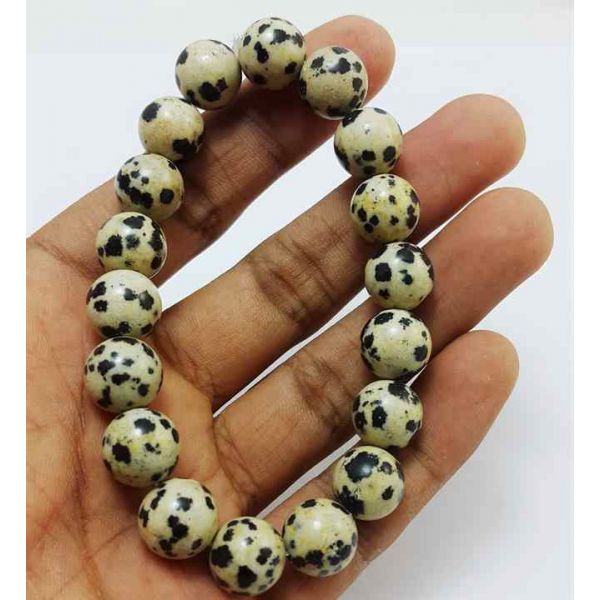 39 Gram Dalmatian Jasper Bracelet Bead Size 12 MM (Length 8 Inch)