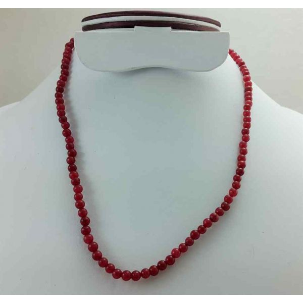 Pinkish Red Jade Rosary 13 Gram (Length 19 Inch)