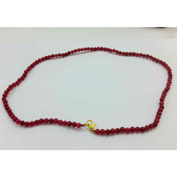 Pinkish Red Jade Rosary 13 Gram (Length 19 Inch)