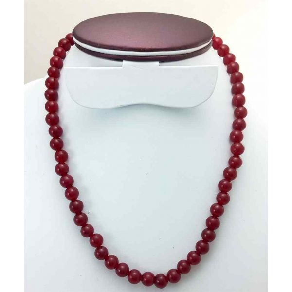42 Gram Dark Red Jade Rosary Bead Size 8 MM (Length 19 Inch)