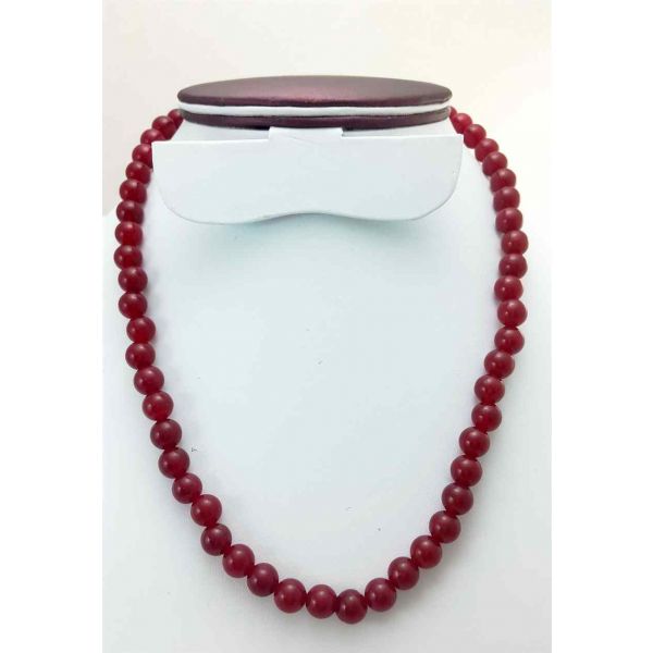 42 Gram Dark Red Jade Rosary Bead Size 8 MM (Length 19 Inch)