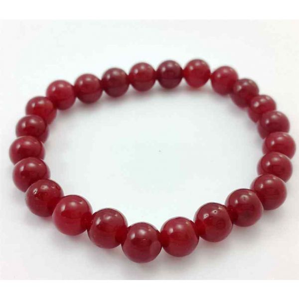 17 Gram  Dark Red Jade Bracelet Bead Size 8 MM (Length 8 Inch)