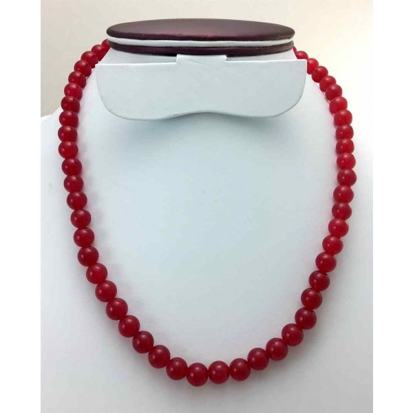 44 Gram Pinkish Red Jade Rosary Bead Size 8 MM (Length 19 Inch)