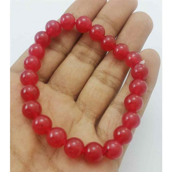 17 Gram CT Pinkish Red Jade Bracelet Bead Size 8 MM (Length 8 Inch)