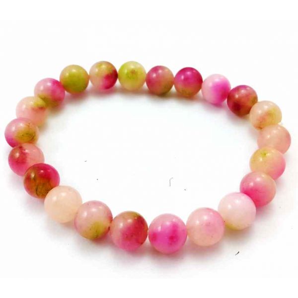 18 Gram  Pink Jade Bracelet Bead Size 8 MM (Length 8 Inch)