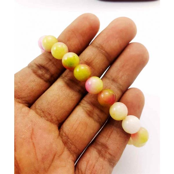 18 Gram Pink & Green Jade Bracelet Bead Size 8 MM (Length 8 Inch)