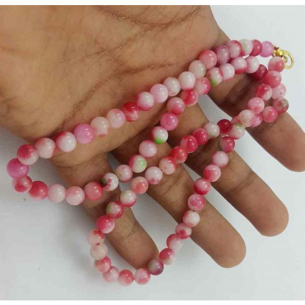 Pink Round Jade Rosary 26 Gram (Length 19 Inch)