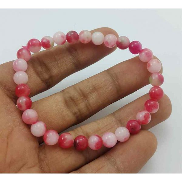 Pink Color Round Jade Bracelet 10 Gram (Length 8 Inch)