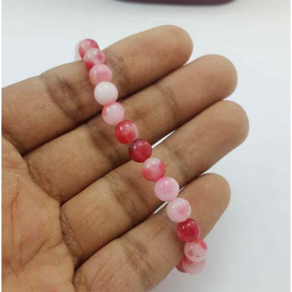 Pink Color Round Jade Bracelet 10 Gram (Length 8 Inch)