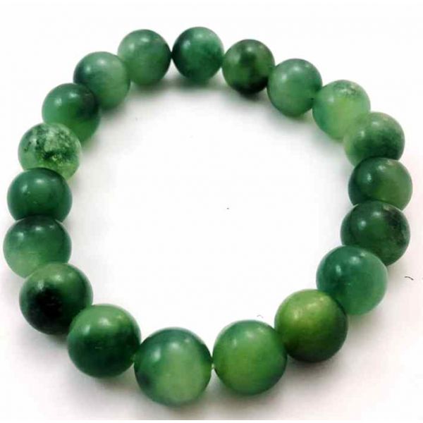 27 Gram Dark Green Jade Bracelet Bead Size 10 MM (Bracelet Length 8 Inch)