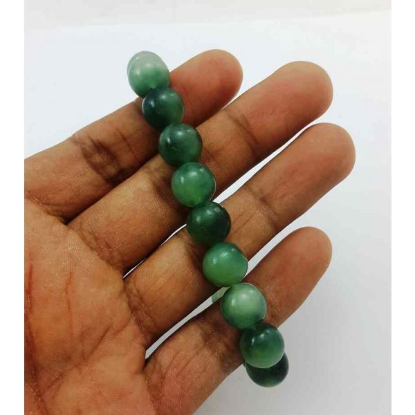 27 Gram Dark Green Jade Bracelet Bead Size 10 MM (Bracelet Length 8 Inch)
