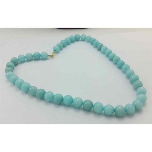 63 Gran Sky Blue Jade Rosary Bead Size 10 MM (Rosary Length 19 Inch)