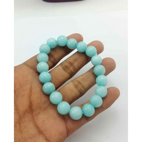 29 Gram Sky Blue Jade Bracelet Bead Size 10 MM (Bracelet Length 8 Inch)