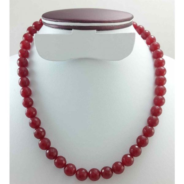 Pinkish Red Jade Rosary 62 Gram (Length 19 Inch)