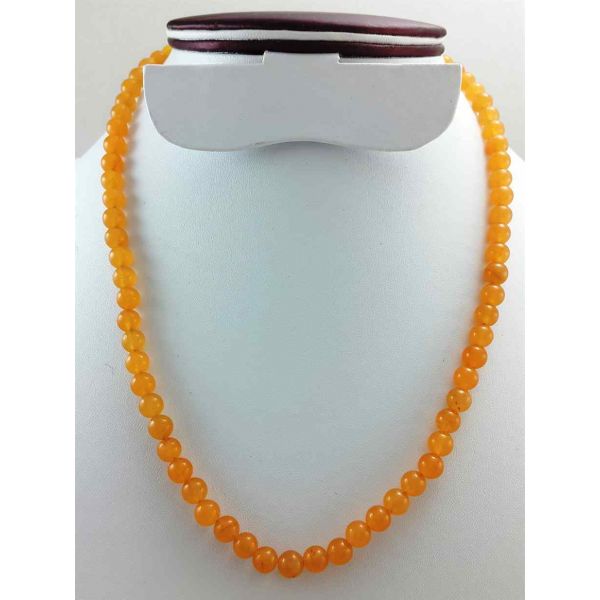 26 Gram Orange Jade Rosary Bead Size 6 MM (Length 19 Inch)