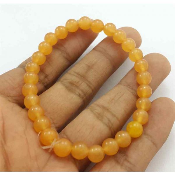 10 Gram Orange Jade Bracelet Bead Size 6 MM (Length 8 Inch)