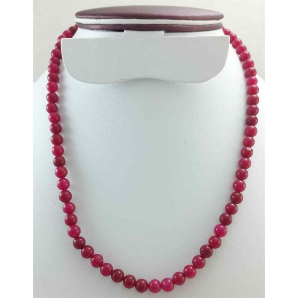 28 Gram Pinkish Red Jade Rosary Bead Size 6 MM (Length 19 Inch)