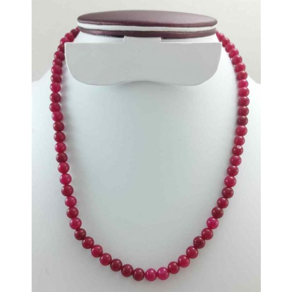 28 Gram Pinkish Red Jade Rosary Bead Size 6 MM (Length 19 Inch)