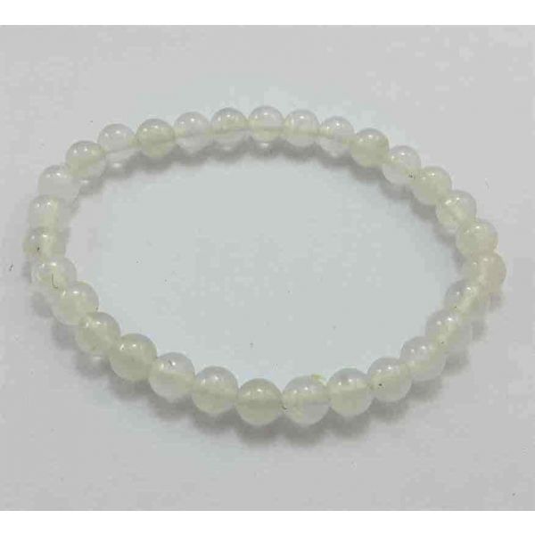 11 Gram  White Jade Bracelet Bead Size 6 MM (Length 8 Inch)