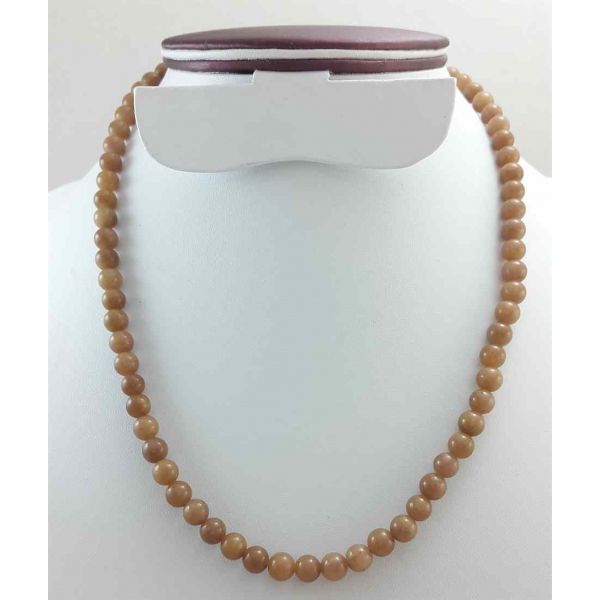 28 Gram Light Brown Jade Rosary Bead Size 6 MM (Length 19 Inch)
