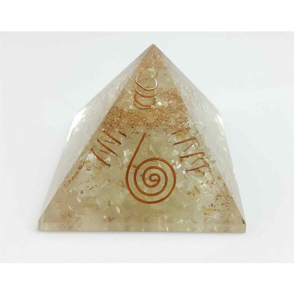 Crystal Quartz Orgone Copper Coil Pyramid  56 to 73 mm