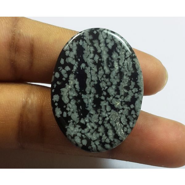 34.01 Carats Natural Black Obsidian Oval Shape 29.81x22.62x6.60mm