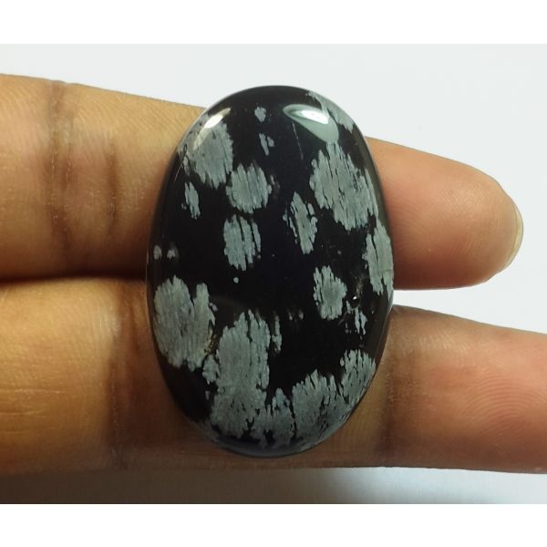30.81 Carats Natural Black Obsidian Oval Shape 30.90x20.97 x6.10mm