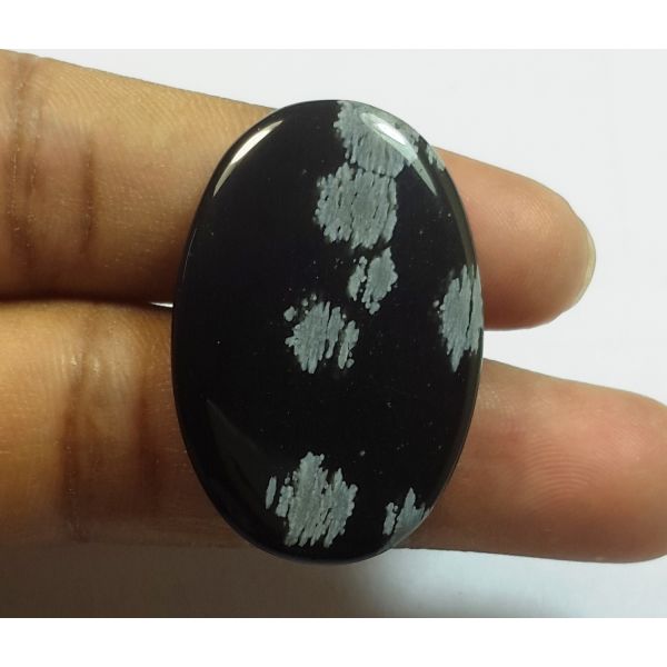 30.81 Carats Natural Black Obsidian Oval Shape 30.90x20.97 x6.10mm