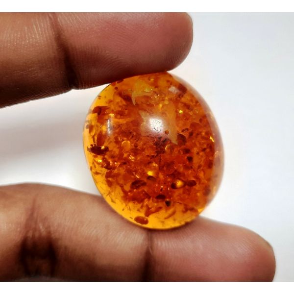 30.43 Carats Natural Orange Amber 30.45 x 25.98 x 11.65 mm