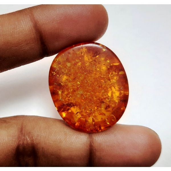 30.43 Carats Natural Orange Amber 30.45 x 25.98 x 11.65 mm