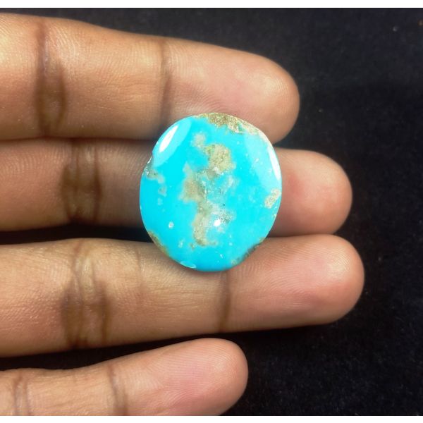 30.34 Carats Natural Sky Blue Irani Feroza Nishapuri Mine 24.53x21.75x8.31mm