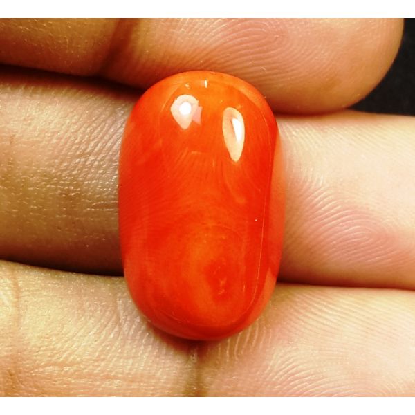 17.41 Carats Natural Italian Red Coral 19.87x12.12x8.06mm