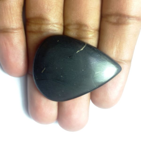 47.07 Carats Natural black Shungite 39.09 x 39.57 x 5.72 mm