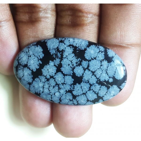 27.27 carat Natural Snowflake Obsidian 34.10 x 20.46 x 5.91 mm