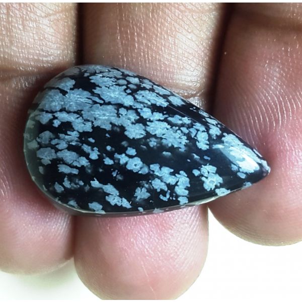 31.67 carat Natural Snowflake Obsidian 34.96 x 23.18 x 5.49 mm