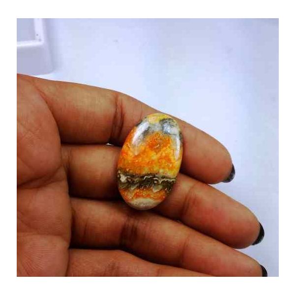 19.41 Carat Yellow-Orange India Bumble Bee 30.29 x 18.57 x 4.21 mm