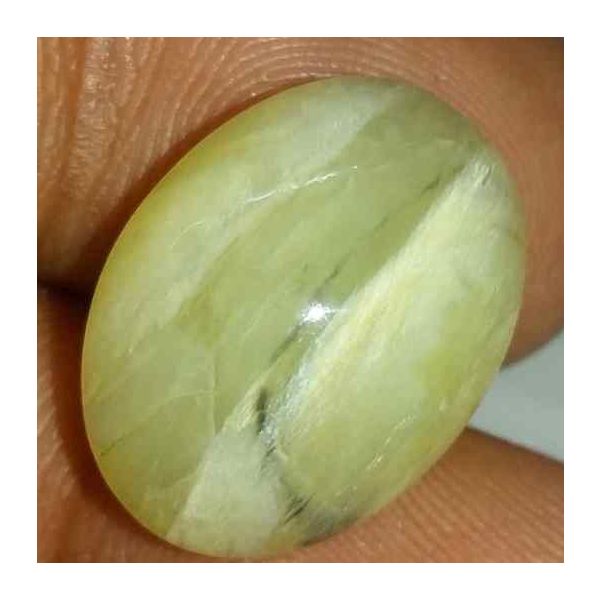 11.83 Carat Yellow Kanak Khet Chrysoberyl Cat's Eye 18.17 x 13.57 x 8.76 mm