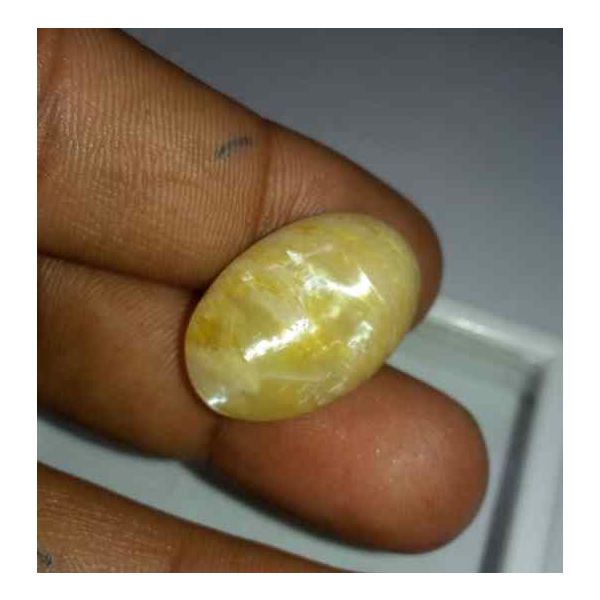 17.91 Carat Yellow Kanak Khet Chrysoberyl Cat's Eye 22.99 x 15.69 x 8.00 mm