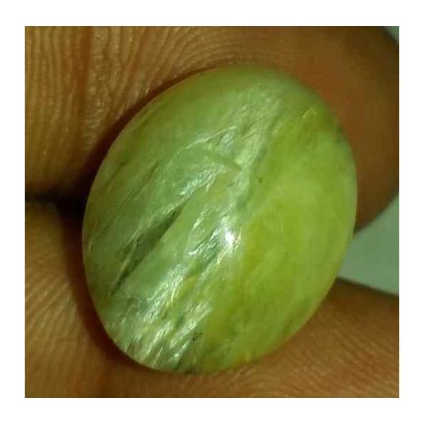 13.54 Carat Yellow Kanak Khet Chrysoberyl Cat's Eye 17.07 x 13.44 x 9.75 mm