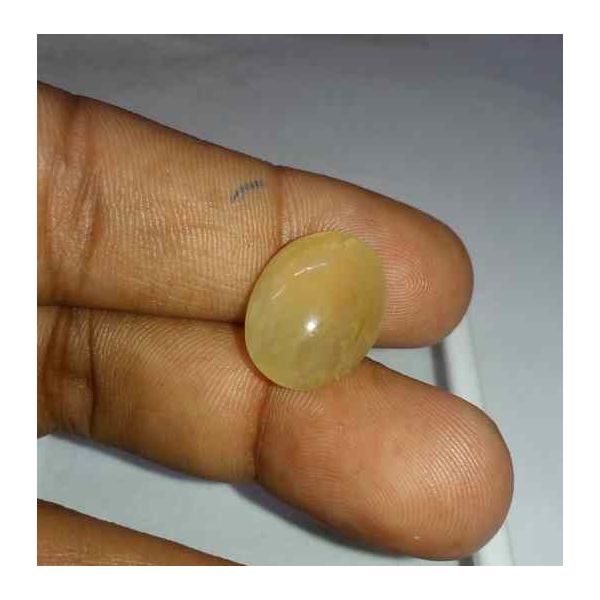 8.89 Carat Yellow Kanak Khet Chrysoberyl Cat's Eye 17.05 x 13.00 x 7.14 mm