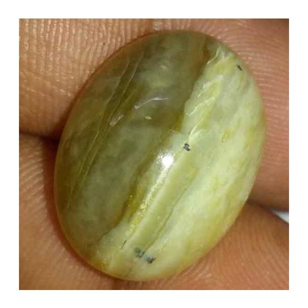 15.38 Carat Yellow Kanak Khet Chrysoberyl Cat's Eye 9.85 x 14.99 x 9.47 mm