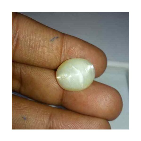 12.79 Carat Light Yellow Kanak Khet Chrysoberyl Cat's Eye 16.77 x 14.37 x 9.42 mm