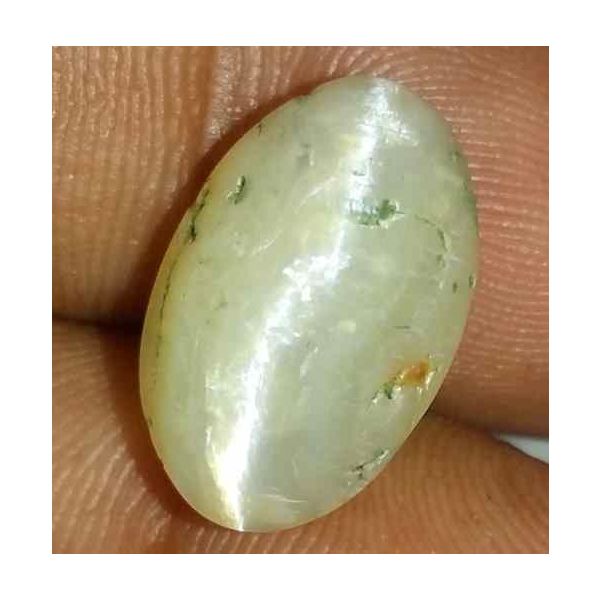 7.73 Carat Creamish White Kanak Khet Chrysoberyl Cat's Eye 15.78 x 10.03 x 8.56 mm