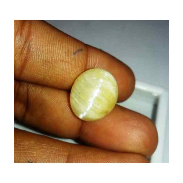 13.92 Carat Creamish White Kanak Khet Chrysoberyl Cat's Eye 17.51 x 14.96 x 9.58 mm