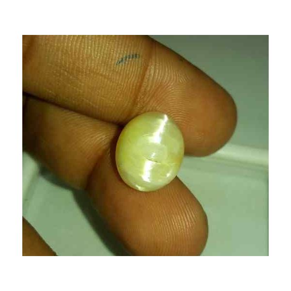 7.22 Carat Creamish White Kanak Khet Chrysoberyl Cat's Eye 14.92 x 11.98 x 7.23 mm