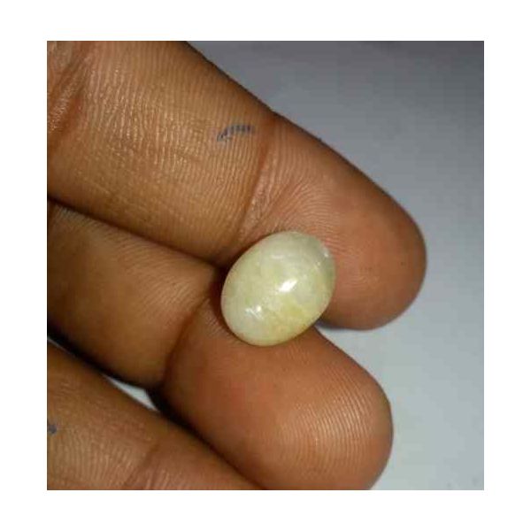 5.6 Carat Creamish White Kanak Khet Chrysoberyl Cat's Eye 12.70 x 9.76 x 6.67 mm