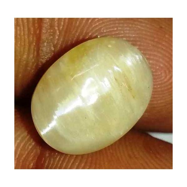 6.17 Carat Creamish White Kanak Khet Chrysoberyl Cat's Eye 13.32 x 10.17 x 8.14 mm