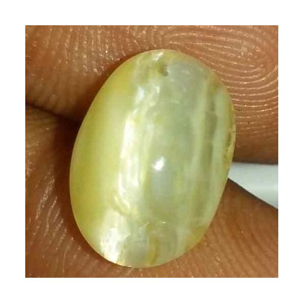 3.07 Carat Creamish White Kanak Khet Chrysoberyl Cat's Eye 11.63 x 8.20 x 5.57 mm