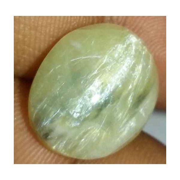 12.05 Carat Creamish White Kanak Khet Chrysoberyl Cat's Eye 16.38 x 13.36 x 9.30 mm